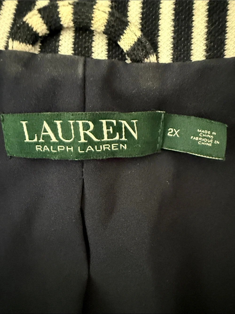 Lauren Ralph Lauren Navy and White Striped Blazer - Picture 2 of 3
